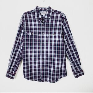 Carhartt Relaxed Fit Navy & Red Plaid Button Down Shirt